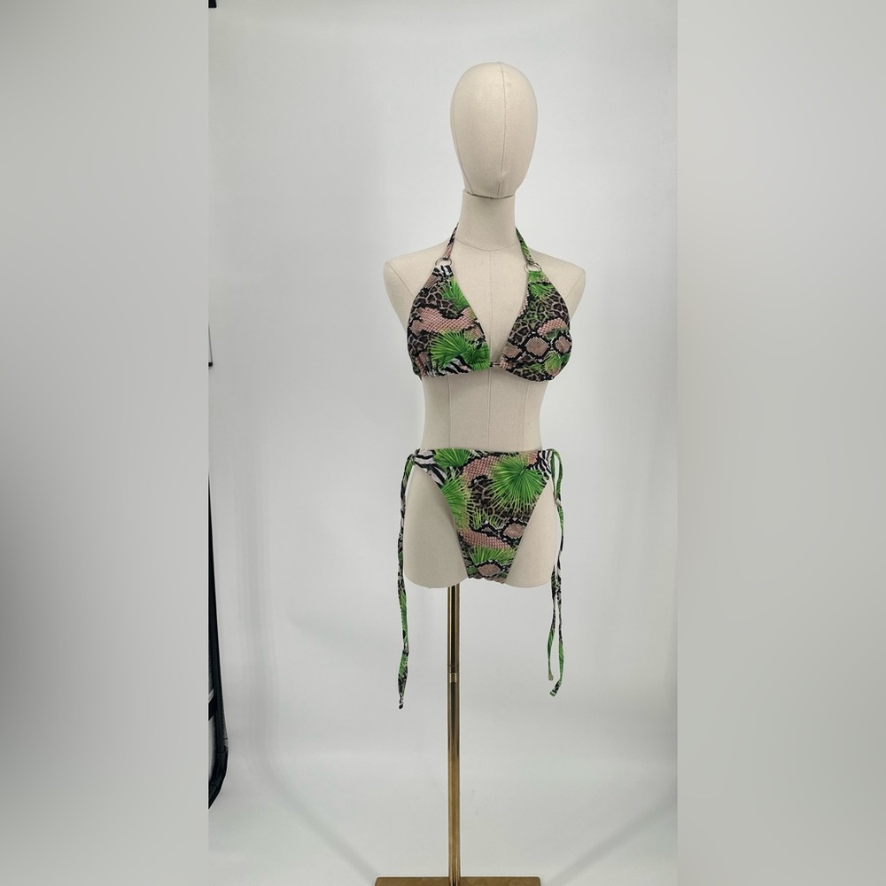 Shein - Green And Black Zebra Python Cheta Print … - image 1